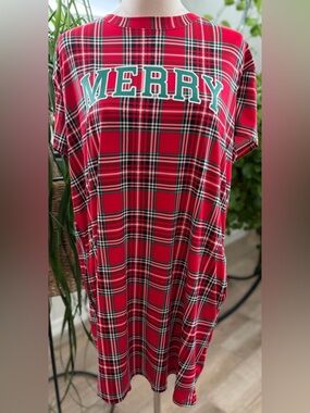Merry Joyspun Plaid Christmas  Nightgown